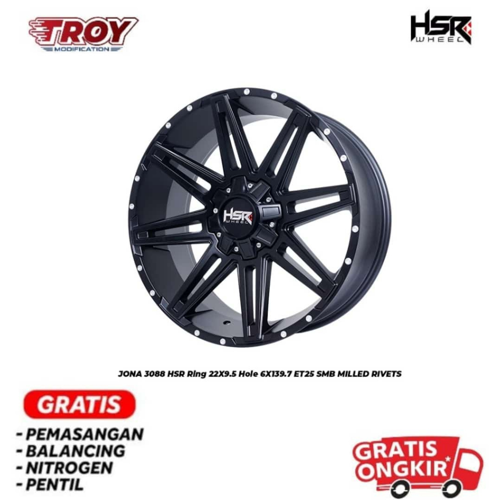 Velg Mobil HSR R22 JONA 3088 Ring 22 Baut 6 Pajero,Fortuner,Hilux dll Free Ongkir