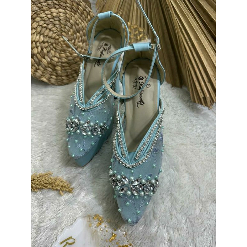 Sepatu wedding pesta Cantik Ayuni Babyblue Hak 12 cm