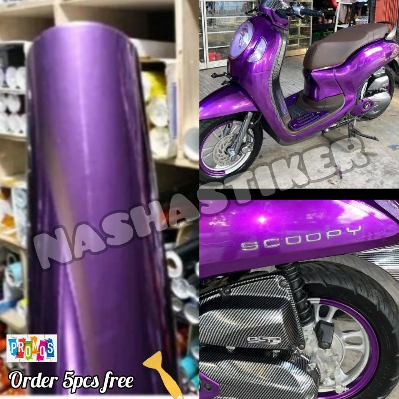 Skotlet Stiker Motor Warna Ungu Candy Metalik 45cm x 50cm