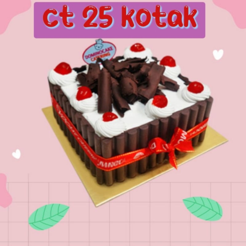 Mika Kue Tart Model &quot;KOTAK&quot; CT25 Warna Hitam Alas dan Tutup 10PCS