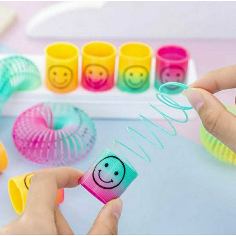 Mainan Per Pegas Mini Rainbow Spring Maianan Per Smile Toy Spiral