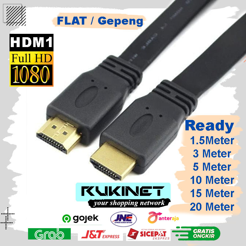 Kabel HDTV FLAT Gepeng Full HD 3D 1.5m 3m 5m HDmi