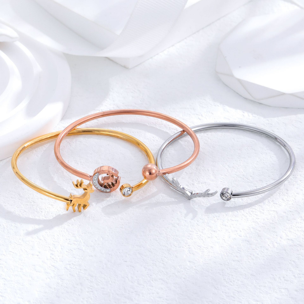 Gelang bangle chrismas isi 3 titanium import anti karat harga grosir bisa cod