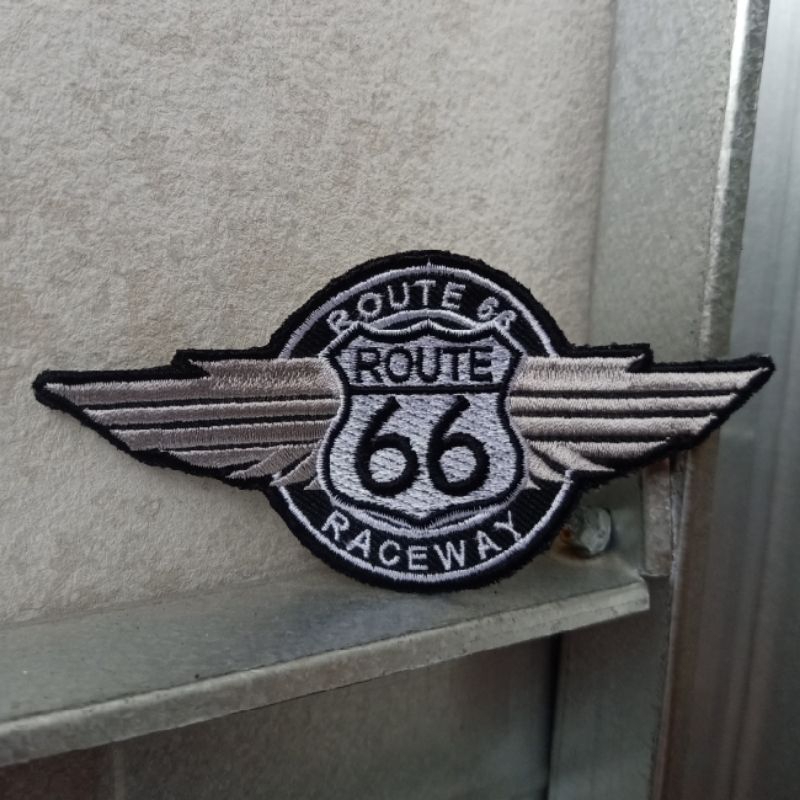 Bordir Route 66 Wings Emblem Aksesoris Jeans Parka