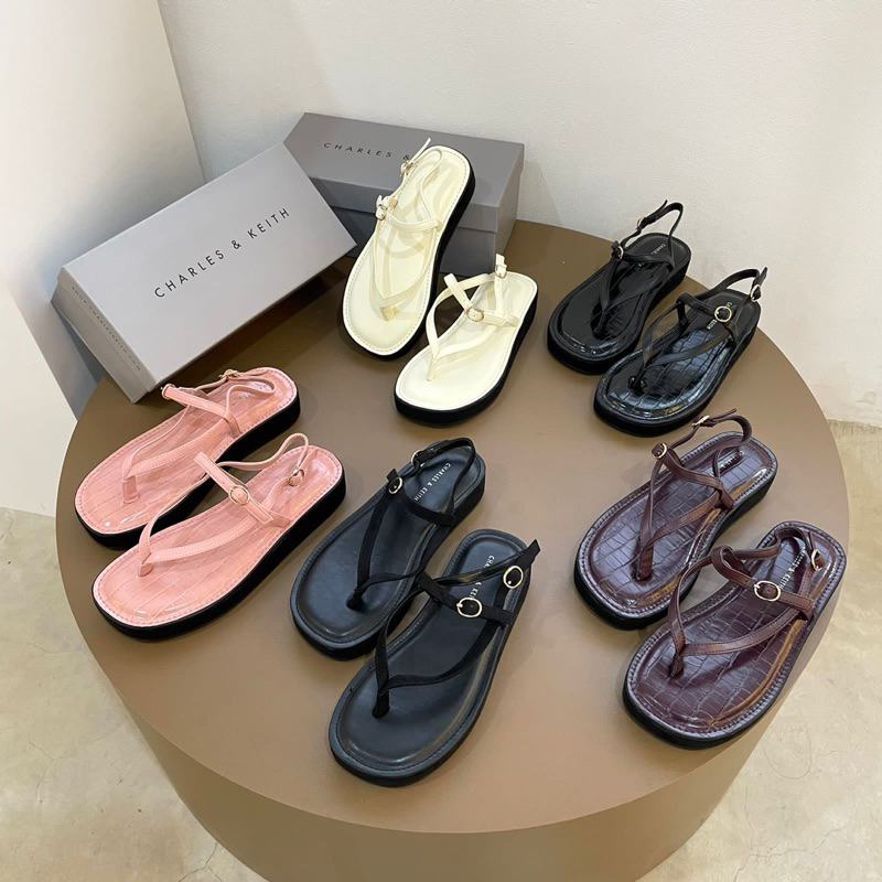 Strappy sandals croco 3.5cm import high quality fashion shoes sandal tali wanita kantor kerja casual