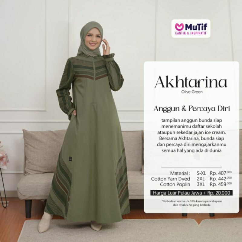 Mutif Akhtarina Olive Green Mutif Akhtarina Maroon Baju Muslim Gamis Dress Casual Premium Terbaru Ori Lebaran 2023 Sarimbit