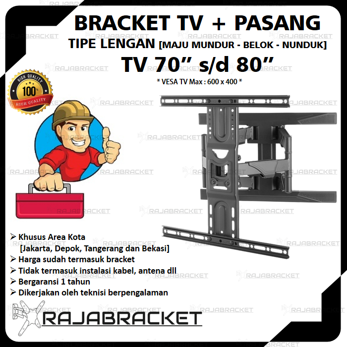 Bracket TV + Pasang Area Jakarta Depok Tangerang Bekasi [ Tipe Lengan ]