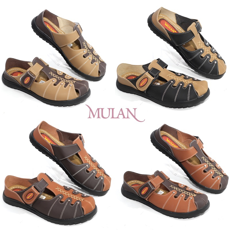 MULAN- Sandal Wanita Mule Selop Empuk Kulit Premium Sepatu Sepatu Sendal Cewek Mule Slop Korea Casua