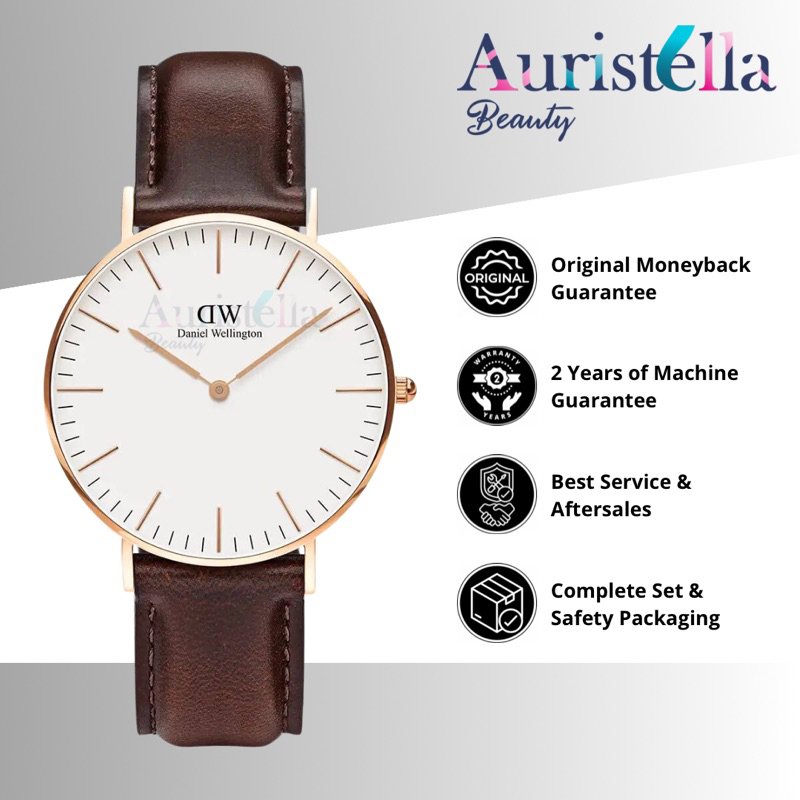 JAM TANGAN DANIEL WELLINGTON CLASSIC BRISTOL WHITE ROSE GOLD 36MM DW ORIGINAL