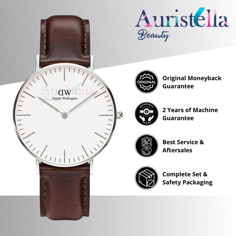 JAM TANGAN DANIEL WELLINGTON CLASSIC BRISTOL WHITE SILVER 36MM DW ORIGINAL