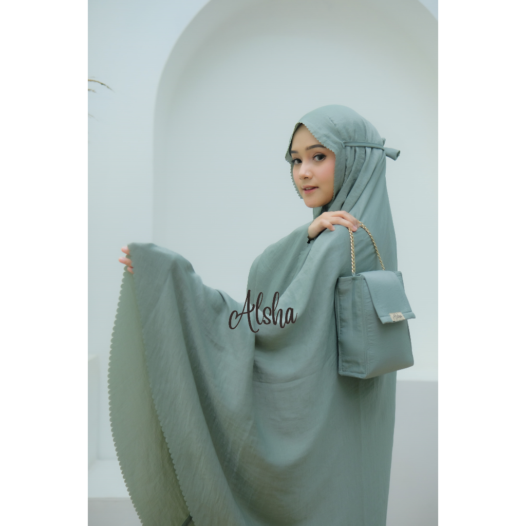 Mukena Dewasa Travel 2 in 1 Santorini Silk Premium Daily Alsha