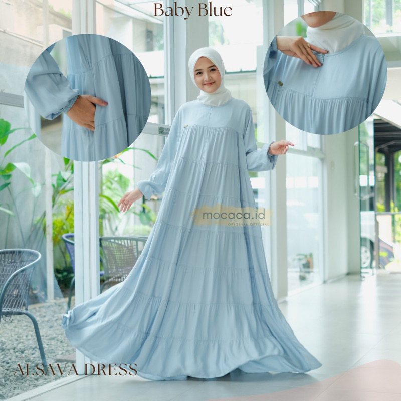 Adeva Dress 7 Susun Sleting depan Busui rayon twill premium babypink baby pink soft lembut adem bisa gosend bandung ad saku kanan super flowy