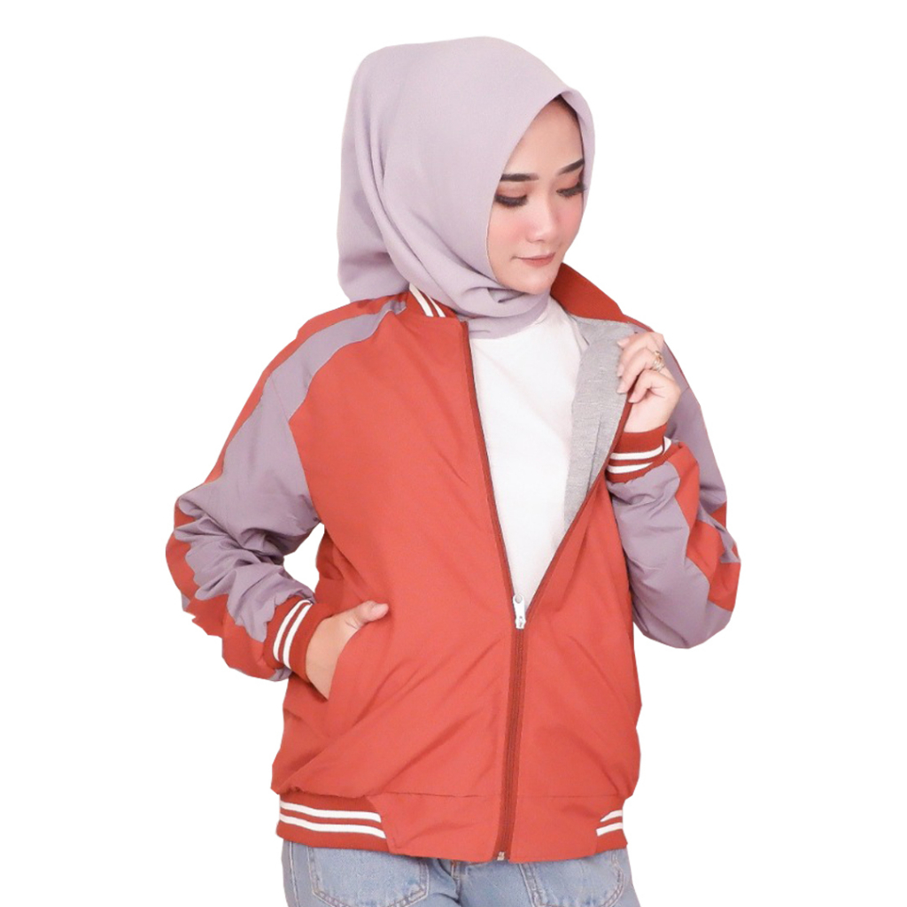 Justrue Jaket Bomber Wanita Bolak Balik JKJ Orange