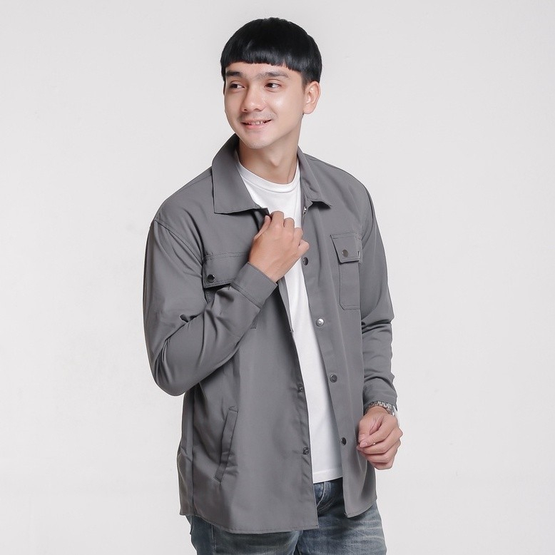 Justrue Jaket Semi Parka Pria Abu