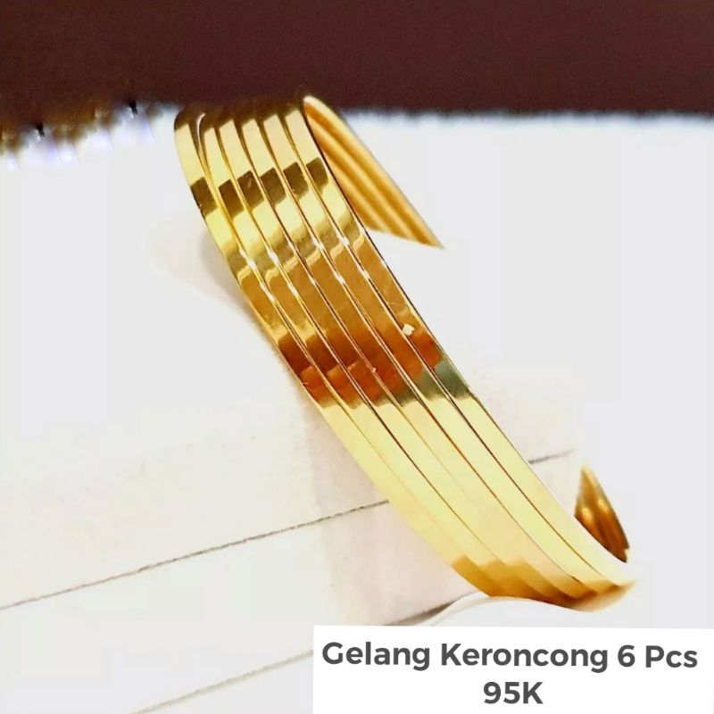 Gelang Keroncong Titanium 6 Pcs Anti Karat Tidak Luntur 2705a4