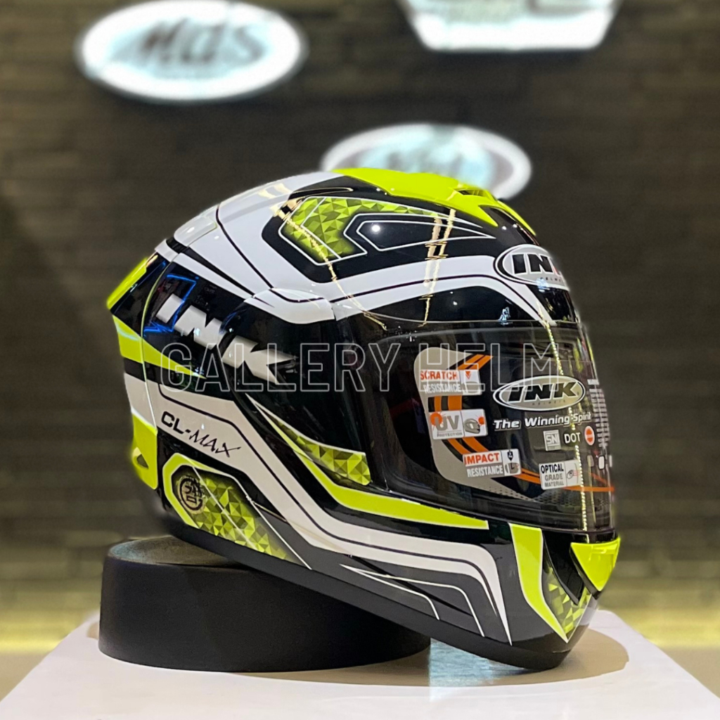 INK CL MAX #5 Black White Yellow Fluo / original 100% / helm murah / full face / helm ink / helm bal
