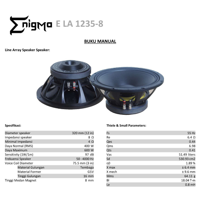 SPEAKER ENIGMA E LA 1235-8 12INCH LINE ARRAY