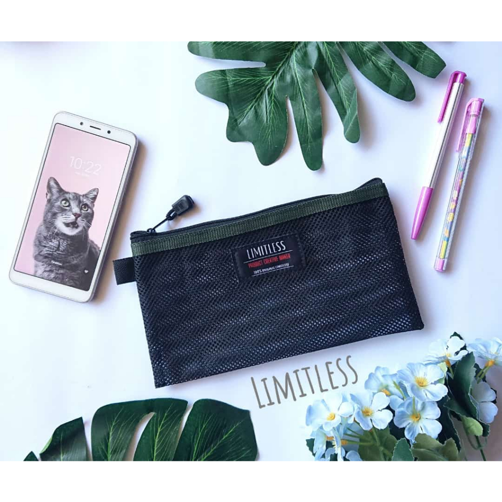 

Limitless - Pencil Case JESI Bahan Jaring Breathable / Pouch Tempat Alat Tulis Serbaguna Bahan Jala