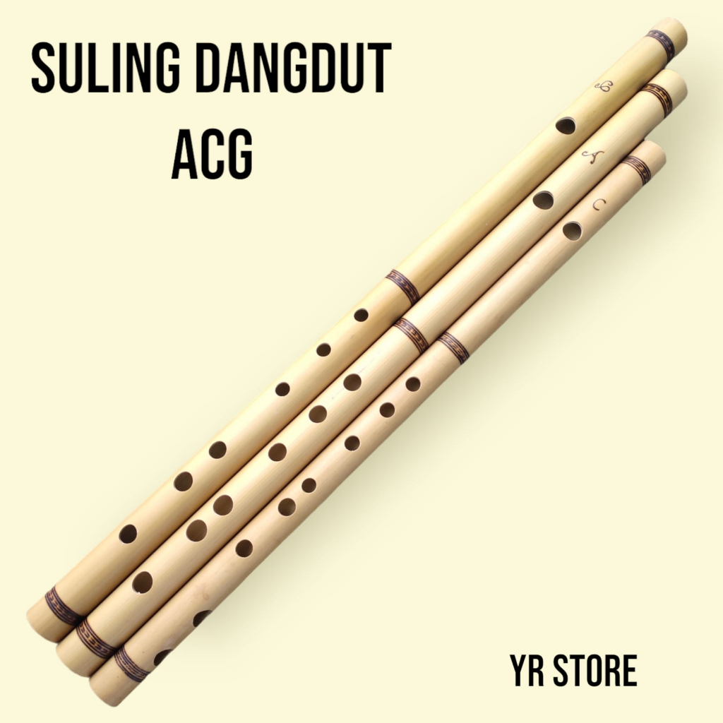 suling bambu tradisional nada A C G motif suling dangdut set