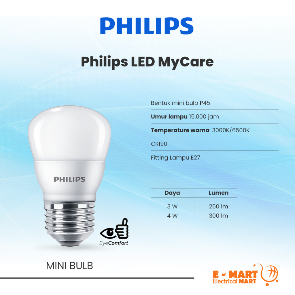 LAMPU LED PHILIPS 3W 4W 5W 6W 7W 8W 9W 10W 11W 12W BULB (GROSIR) LED ESS MYCARE PUTIH KUNING