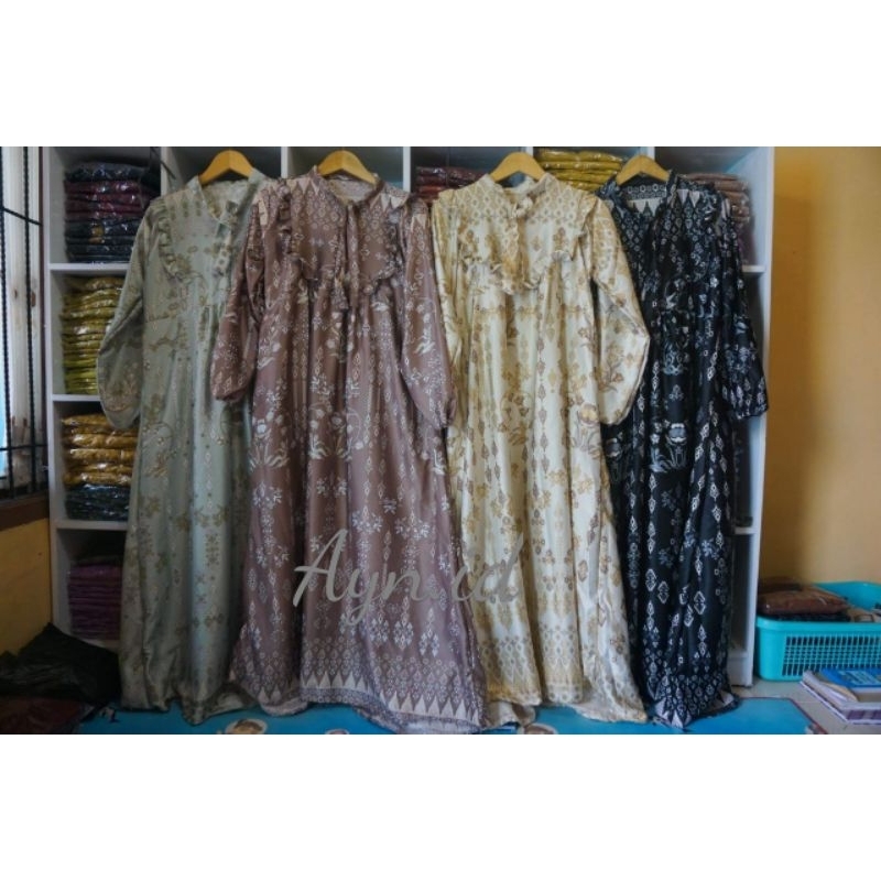 DENADA DRESS SILK PREMIUM// GAMIS MAXMARA SILK MOTIF KEKINIAN// GAMIS MAHKOTA RAMPEL BUSUI// BAJU GAMIS WANITA MAXI