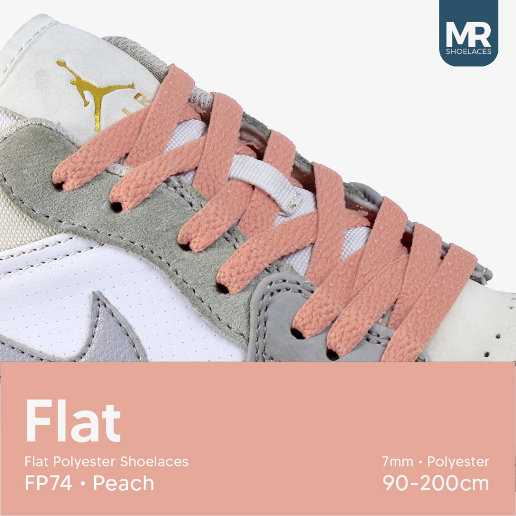 MR Shoelaces FP74 Peach (Pink Peach) Sepatu Pipih Flat 7mm 90cm 100cm 120cm 130cm 140cm 150cm 180cm 200cm