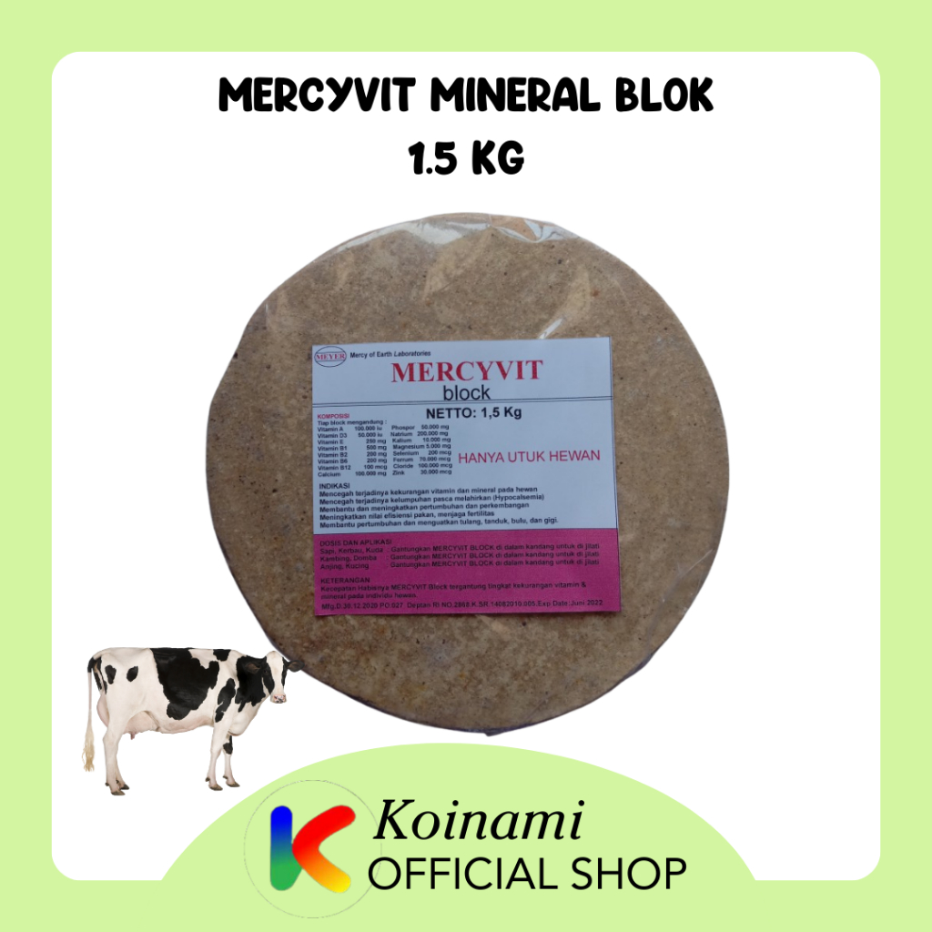 Mercyvit Mineral Blok 1,5 kg - Mineral Sapi - Vitamin Sapi - Mineral Kambing - Mineral Domba