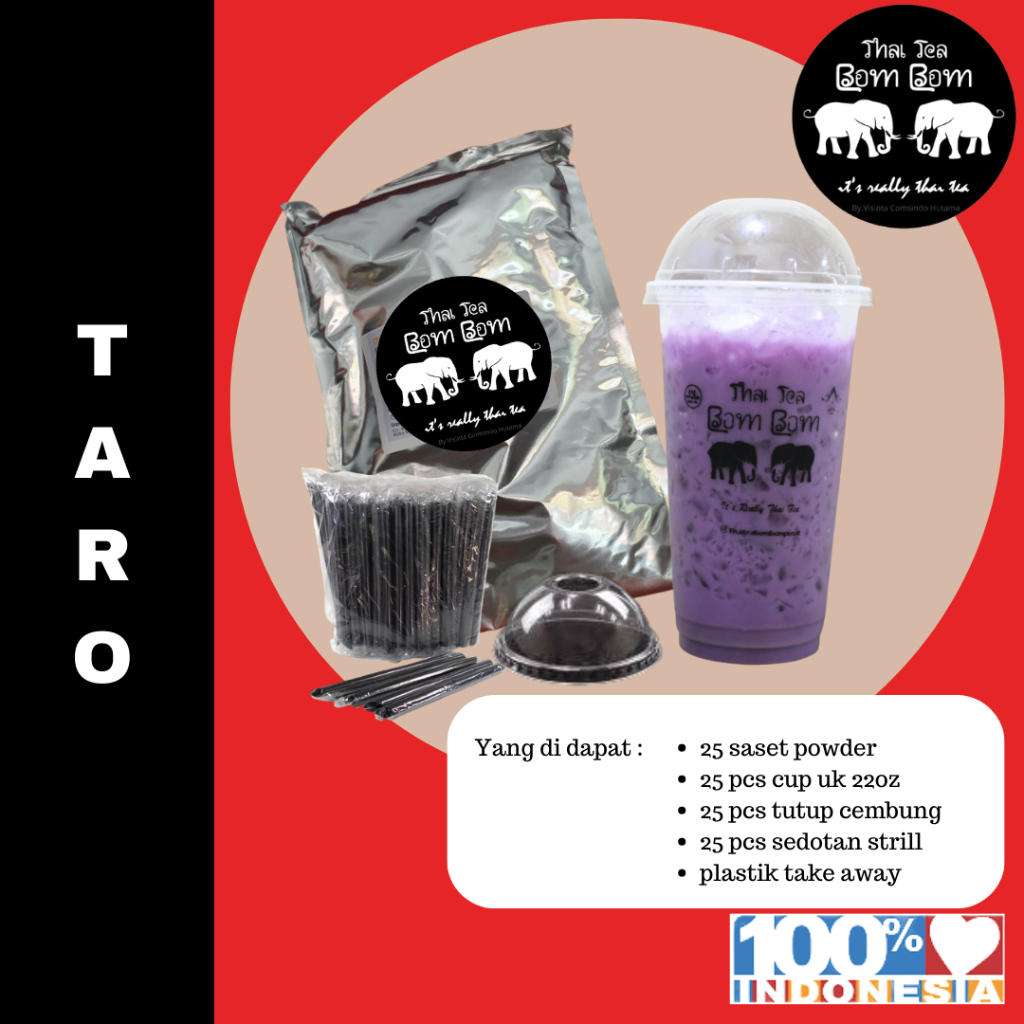 BUBUK MINUMAN RASA TARO - 1 PAKET - THAI TEA BOM BOM