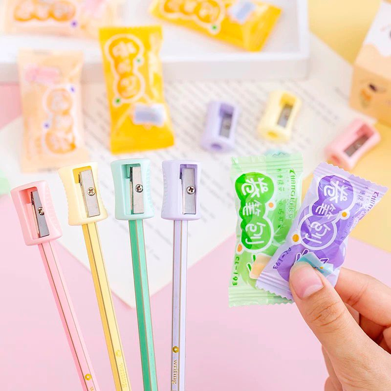 OVERFLOWS.ID RAUTAN PENSIL SERUTAN MINI SHARPENER CANDY PASTEL COLOUR / RAUTAN CANDY MURAH