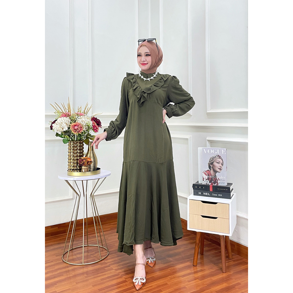 Maxi Dress Mermaid Bahan Crinkle Airflow - Resinda Fashion