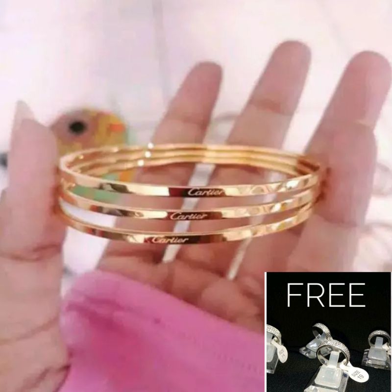 Gelang Keroncong Titanium 3 PCS Free Cincin Permata 2705a6