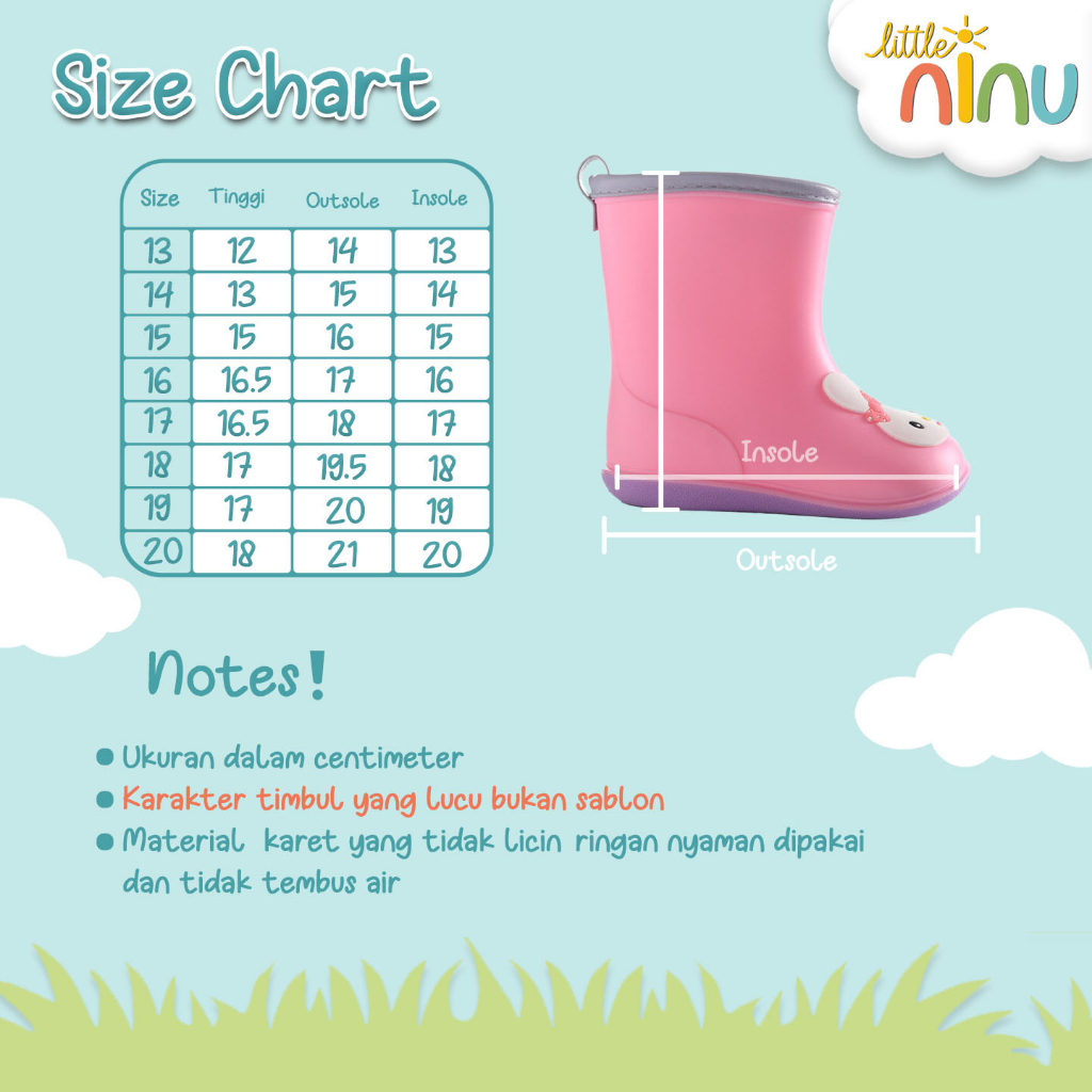 Sepatu Boot Anti Air Anak / Sepatu Hujan Anak Little Ninu