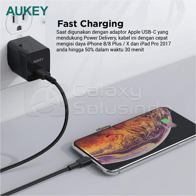 AUKEY CB-CL1 Impulse Braided USB Type-C to Lightning Cable - 1.2M