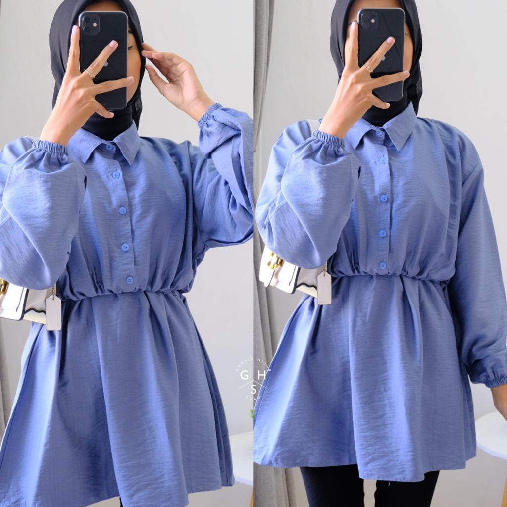 VISTA KEMEJA KERUT FULL KANCING ATASAN WANITA BLOUSE POLO LINEN PREMIUM (MGA)