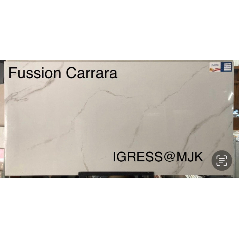 Granit 60x120 Kilap IGRESS Motif Carrara Putih Corak Abu