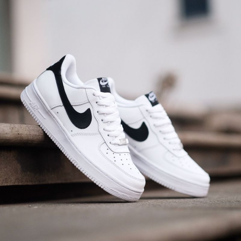 Sepatu Air Force 1 Low White Black Original Premium BNIB Full Tag Sneakers Pria Dan Wanita