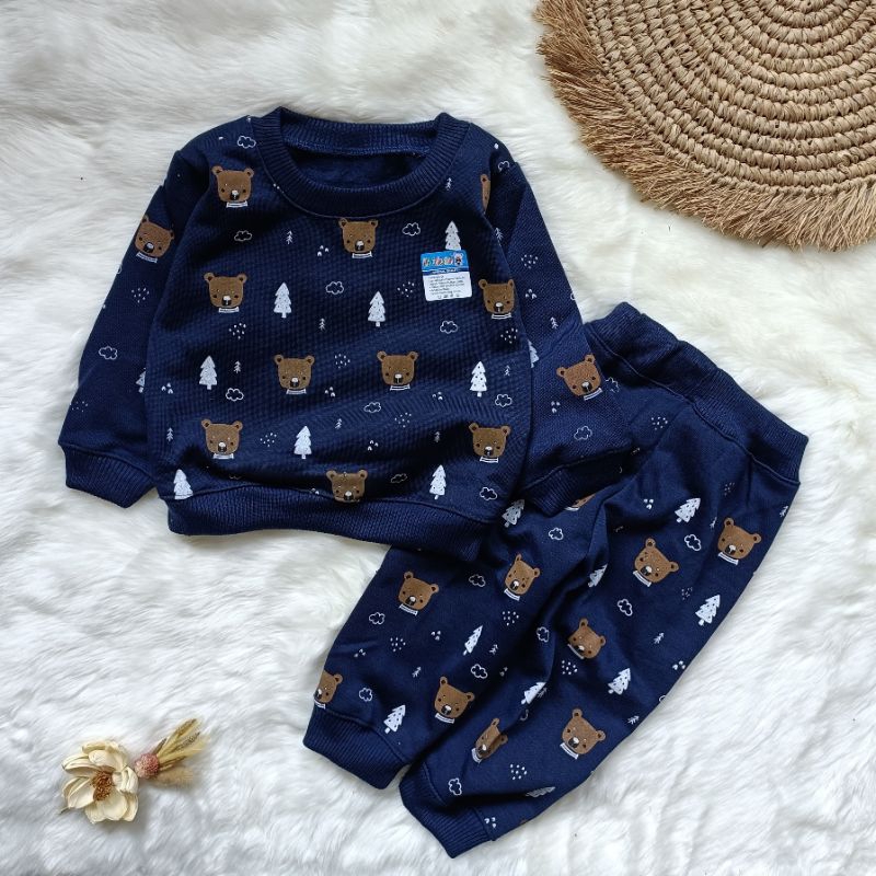 Setelan piyama bayi 3-12 bulan motif Bear Polar