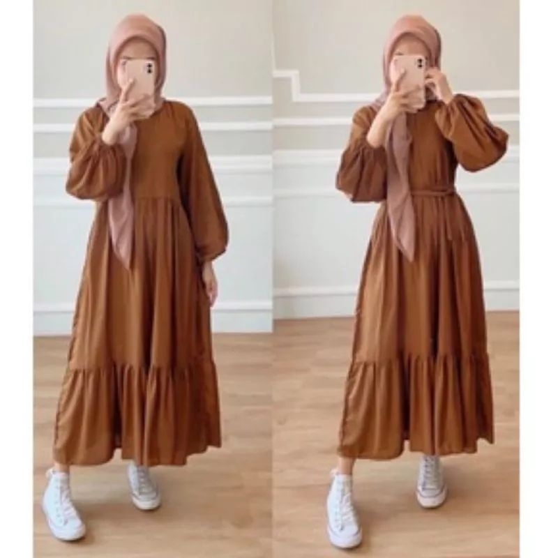 MIDI DRESS KOREAN STYLE LILY CRINCLE AIRFLOW MIDI KOREAN LOOK REMAJA