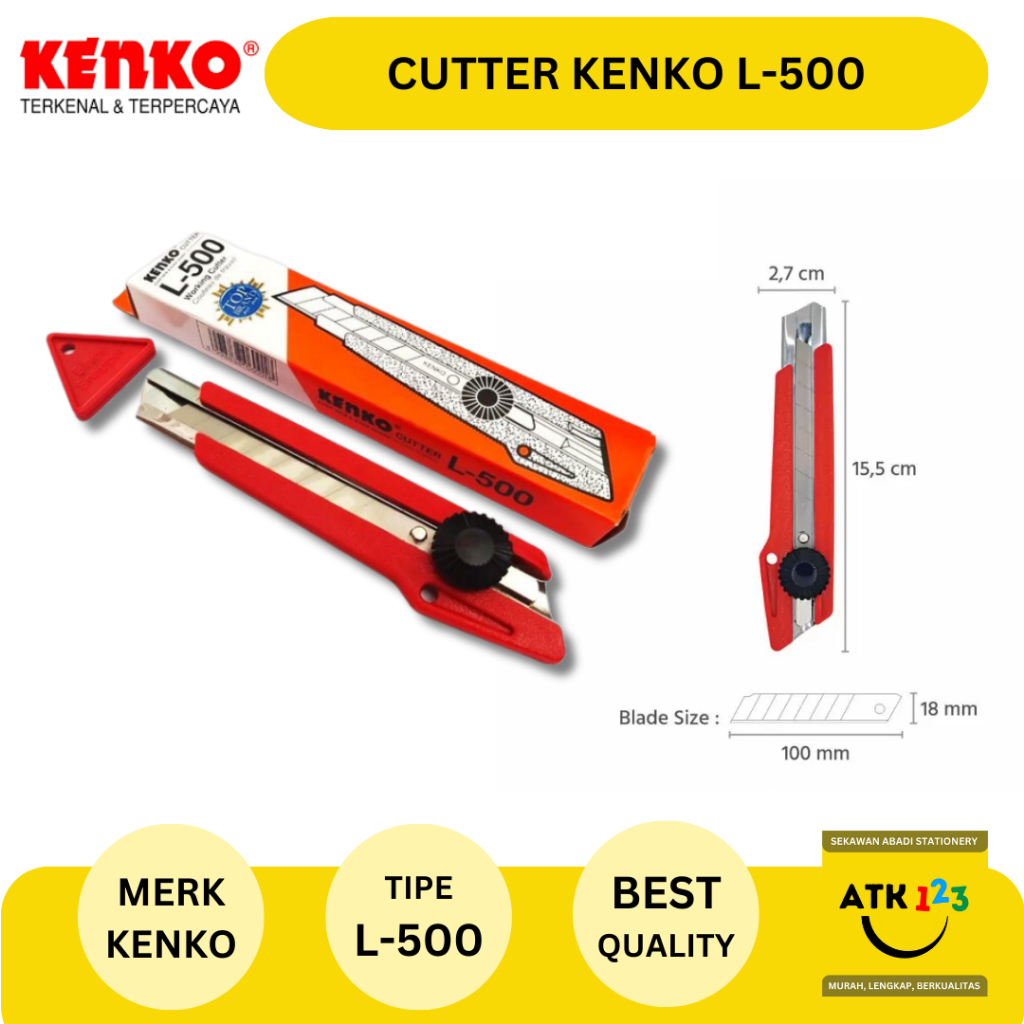 Cutter / Pemotong Kertas / Pisau Cutter Merk Kenko L-500 [TERLARIS]