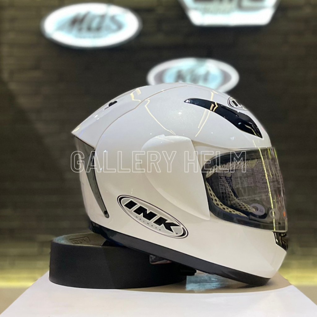 INK CL Vista Solid White Pearl Gold / Helm full Face / INK full Face / INK CL vista polos / helm ink
