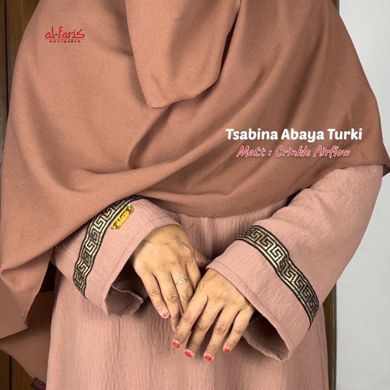 Tsabina Abaya Turki Crinkle Airflow List Gold