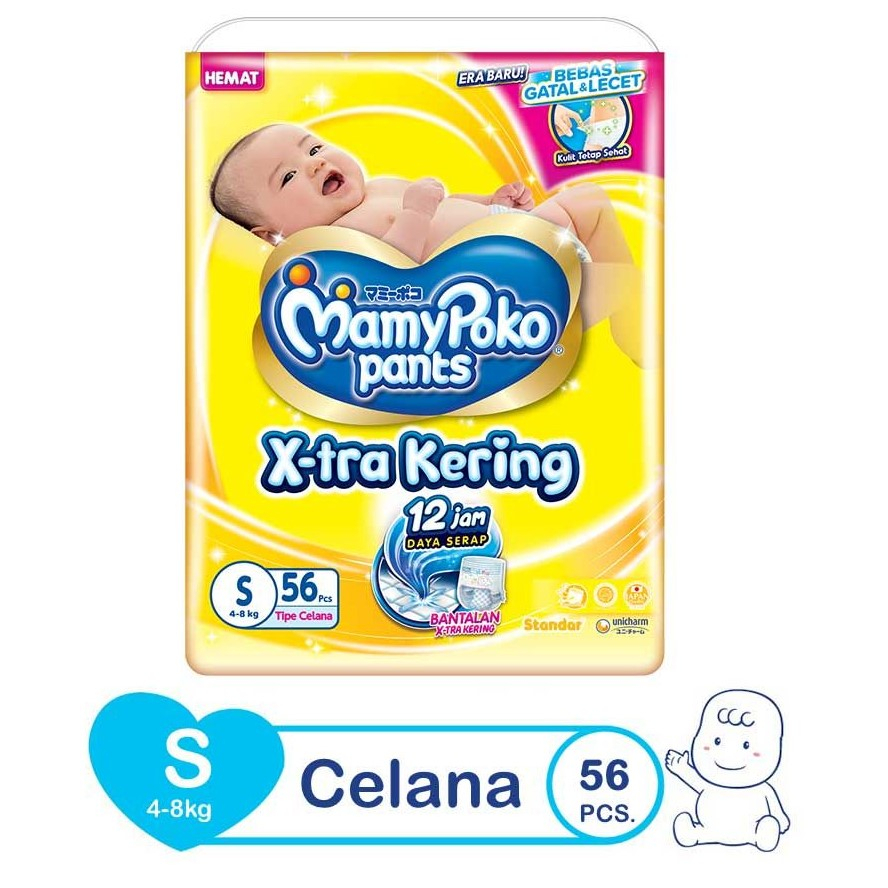 Mamypoko Pants Popok Celana Standar Xtra Kering S58/S56/M50/M48/L44/L42/XL38/XL36/XXL34/XXL32