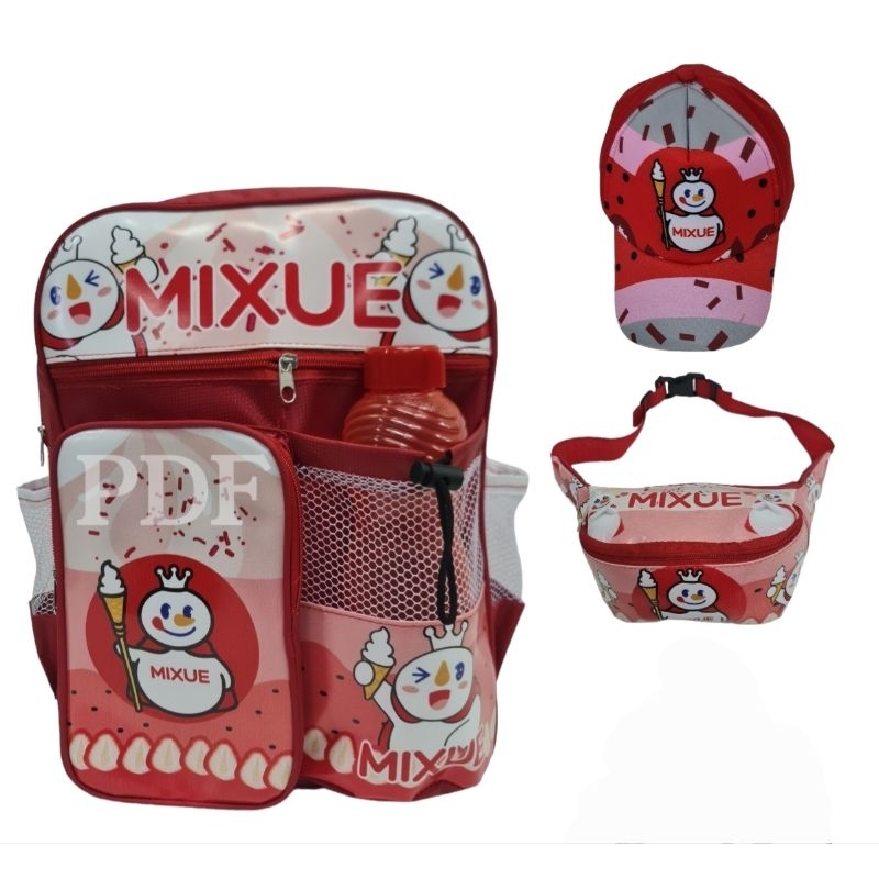 PDF Paket 3in1 Tas Ransel Mixue Gratis Botol Minum Topi anak Dan Tas Selempang Tas Anak Perempuan