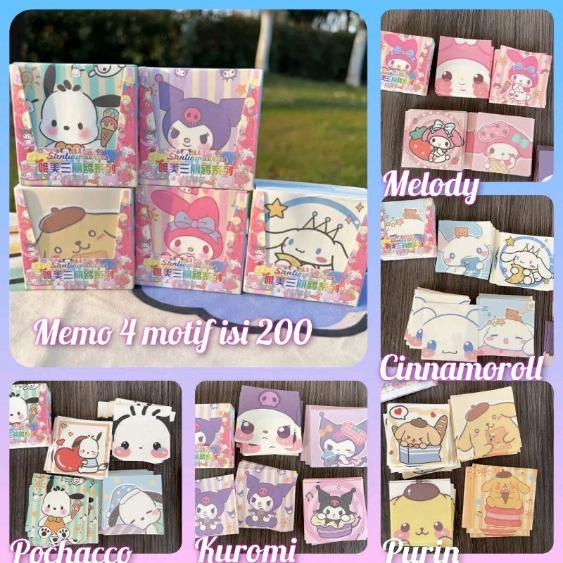 

memo 4 motif kuromi melody cinnamoroll purin pochacco