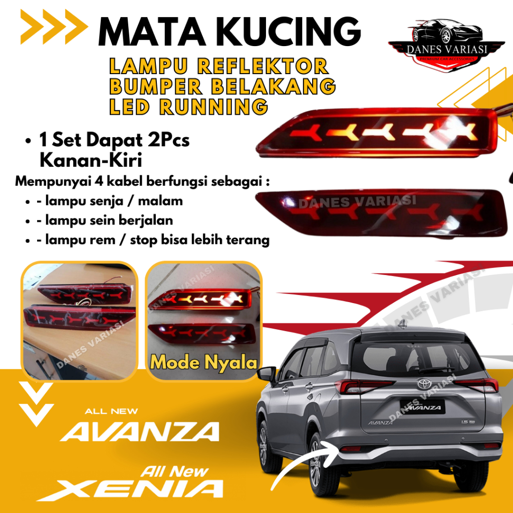 PROMO Mata Kucing Reflektor Lampu Bemper Belakang  Grand New Avanza Xenia 2015-2018 Aksesories Mobil