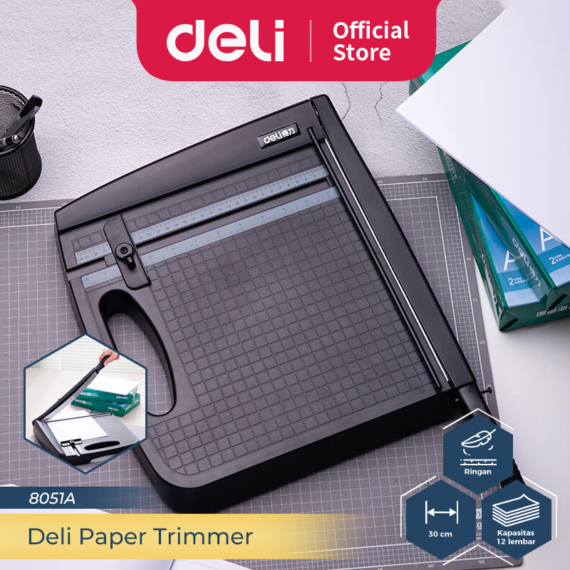 

Deli Paper Trimmer / Alat Pemotong Kertas 30 x 30 cm Kapasitas 12 Lembar 8051A