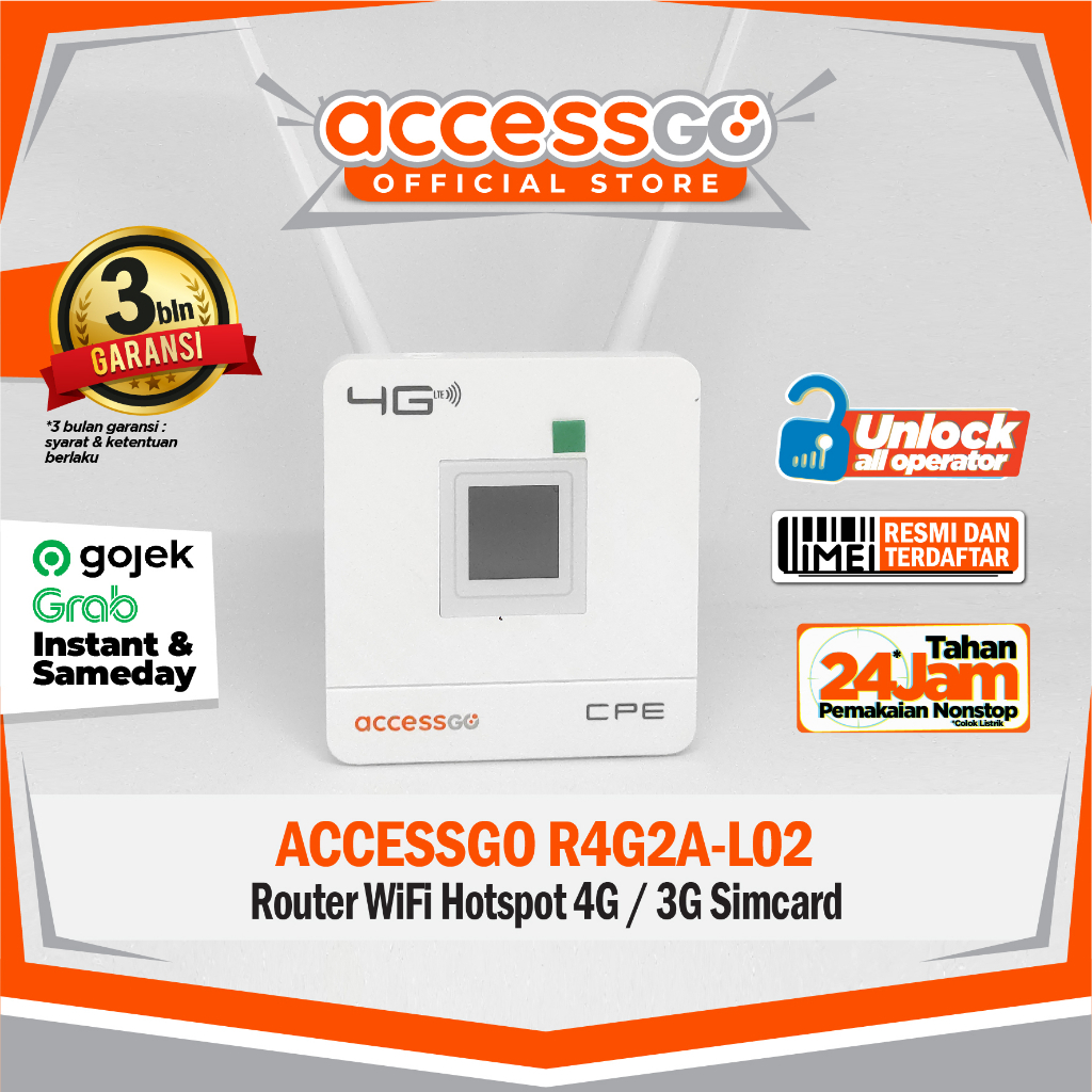 Router Wifi Sim Card 4G AccessGo R4G2A-L02 4G 2 Antena 300MBPS