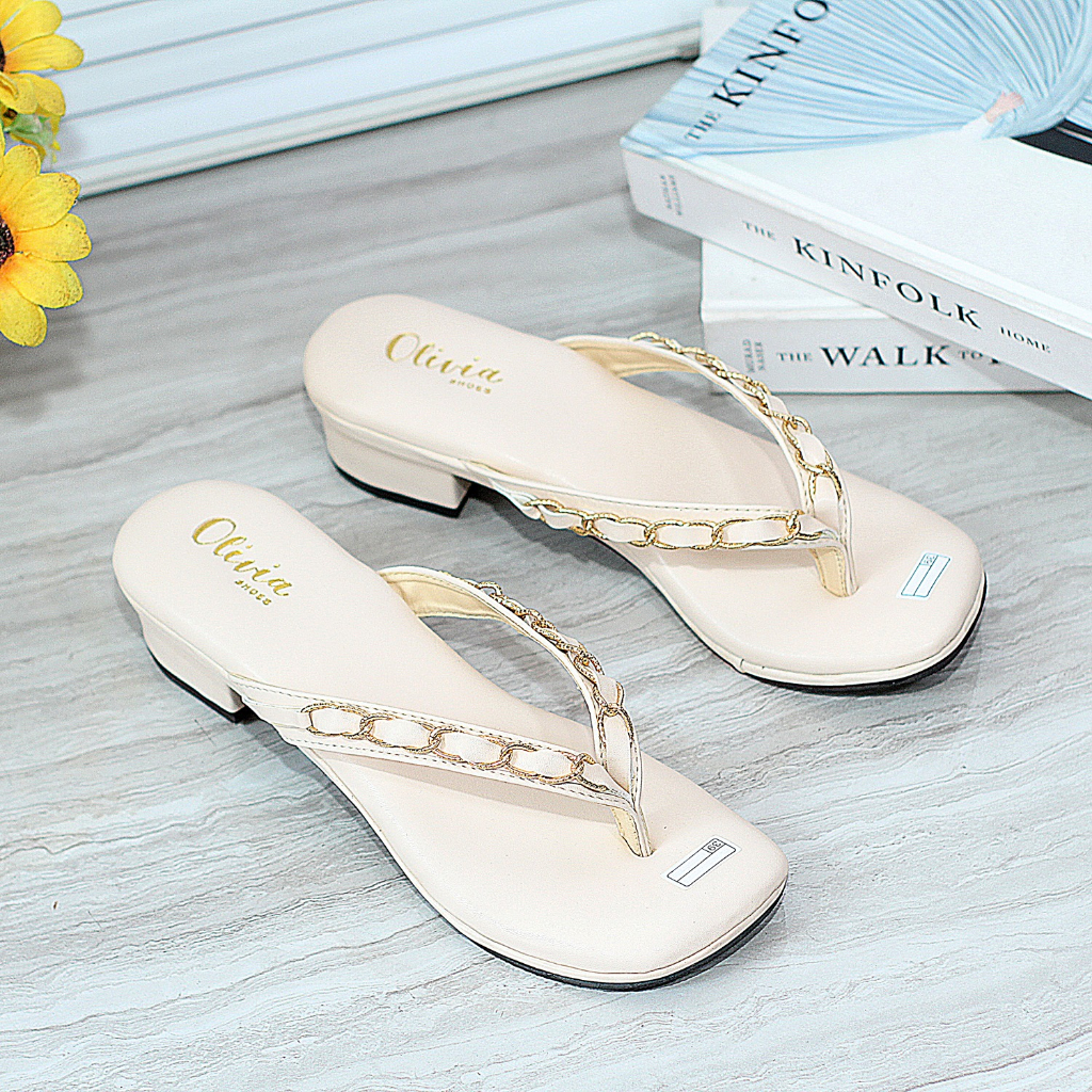 Sandal hak tahu wanita jepit 3 cm - CLAUDIA 01