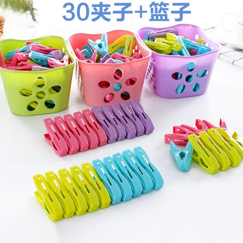 JT - 1 Set 30 Pcs Jepitan Jemuran Baju Laundry Bonus Keranjang / Jepitan Baju Set – Box Jepitan Baju – Jepit Kaos – Jepit Jemuran – Jepit Pakaian