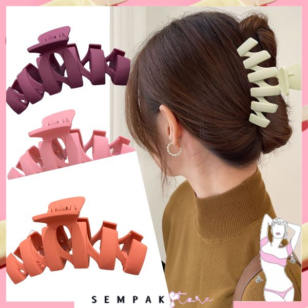 SS Jepit Rambut Motif Zigzag Doff Jedai Rambut Wanita Besar Jepitan Rambut Salon Cepol Panjang Jumbo Matte Hair Claw Clip Women Aksesoris Rambut Wanita Fashion Korea Import